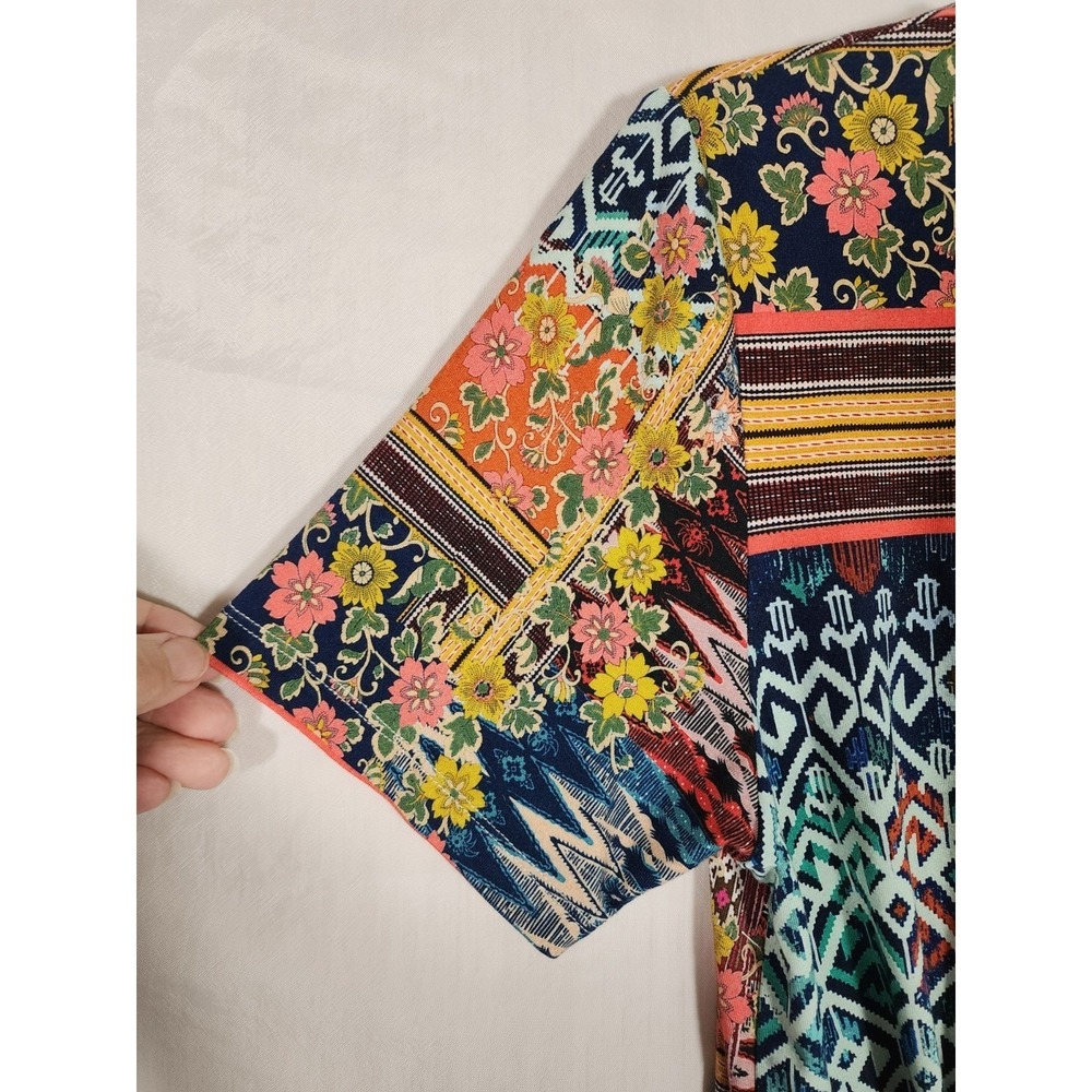 Johnny Was M Patchwork Boho Bamboo Tunic Top Artsy Festival Eclectic Boutique - Picture 7 of 7